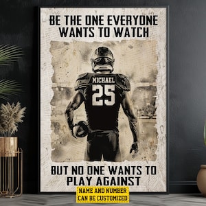 Personalized Football Canvas Print: Custom Name & Number