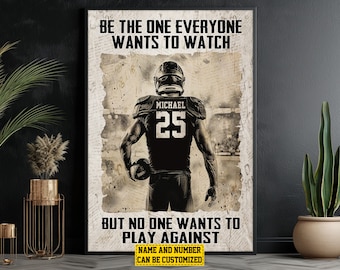 Personalized Football Canvas Print: Custom Name & Number
