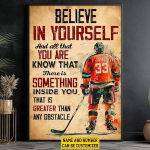 Vintage Hockey Inspiration Canvas Print: Personalized Hockey Gift
