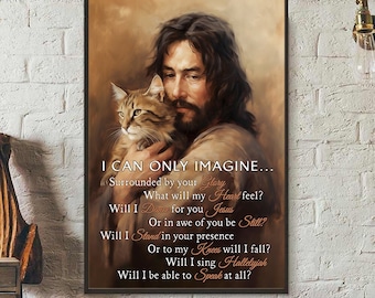Jesus Loves Cat Canvas Print: Christian Wall Art