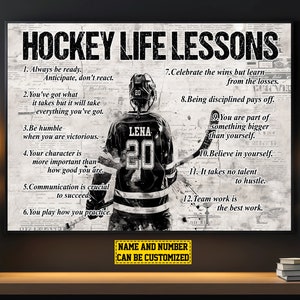 Hockey Life Lessons Personalized Girl Canvas Print, Hockey Poster Print, Hockey Gift