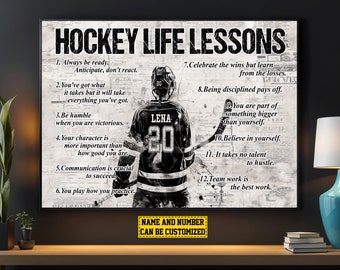 Personalized Hockey Life Lessons Canvas Print: Girl's Hockey Poster