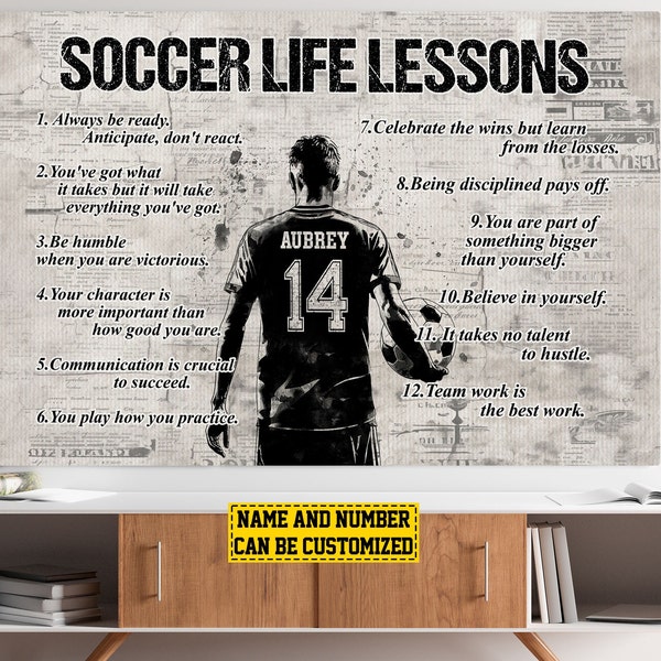 Soccer Life Lessons Personalized Canvas Print, Soccer Poster Print, Soccer Gift For Boy Man