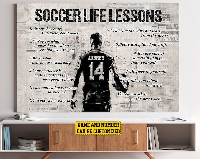Soccer Life Lessons Personalized Canvas Print, Soccer Poster Print, Soccer Gift For Boy Man