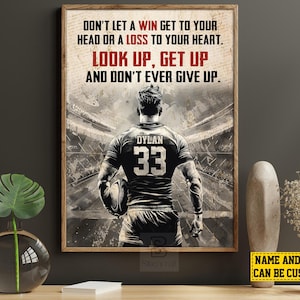 Personalized Football Canvas Print: Motivational Poster Gift