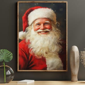 Vintage Santa Claus Painting: Smiling Santa Christmas Wall Art