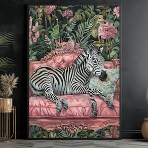 Matisse Zebra Canvas Print: Animal Art Deco Room Decor