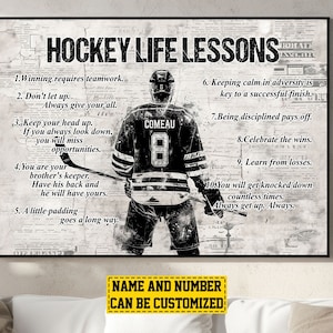 Hockey Life Lessons Personalized Canvas Print, Hockey Poster Print, Hockey Gift For Boy Man