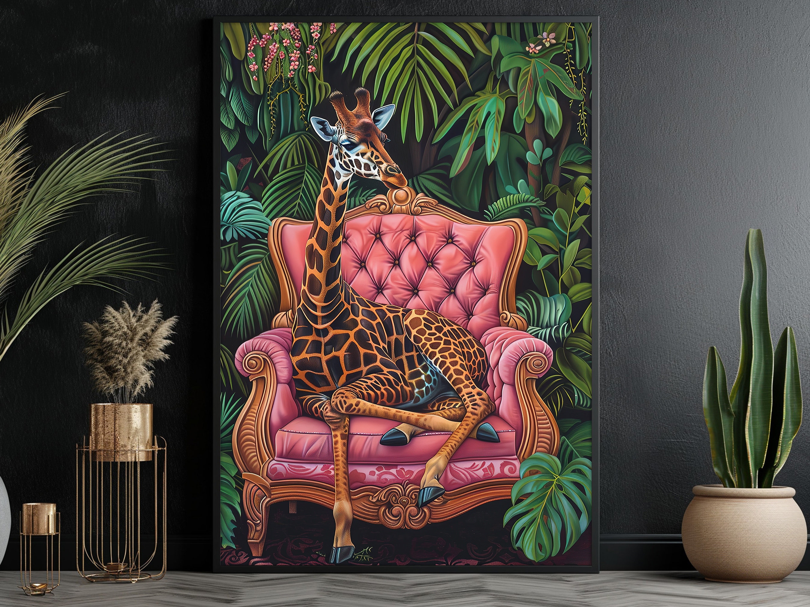 Tropical Giraffe Art Print: Whimsical Animal Wall Decor - Etsy