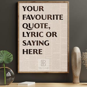 Custom Quote Canvas Print, Personalized Lyric Poster Print, Saying Wall Art Decor