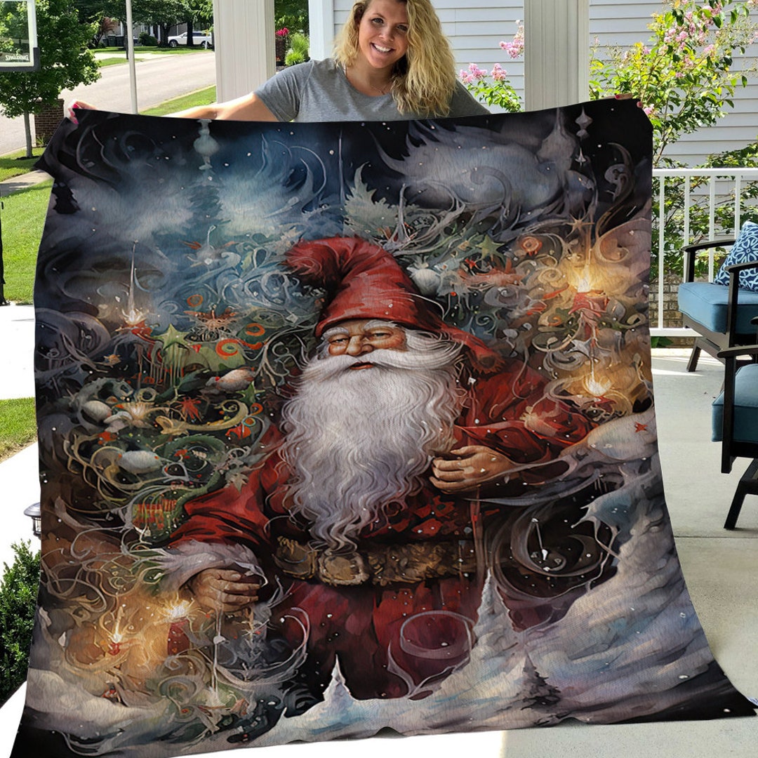 Santa Throw Fleece Sherpa Blankets Santa's Favorites Etsy