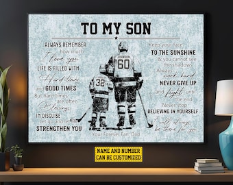 Personalized Hockey Son Canvas Print, Gift for Son