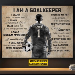 Impresión en lienzo personalizada de portero de fútbol, póster de fútbol, impresión de fútbol, regalo de fútbol para niño y hombre