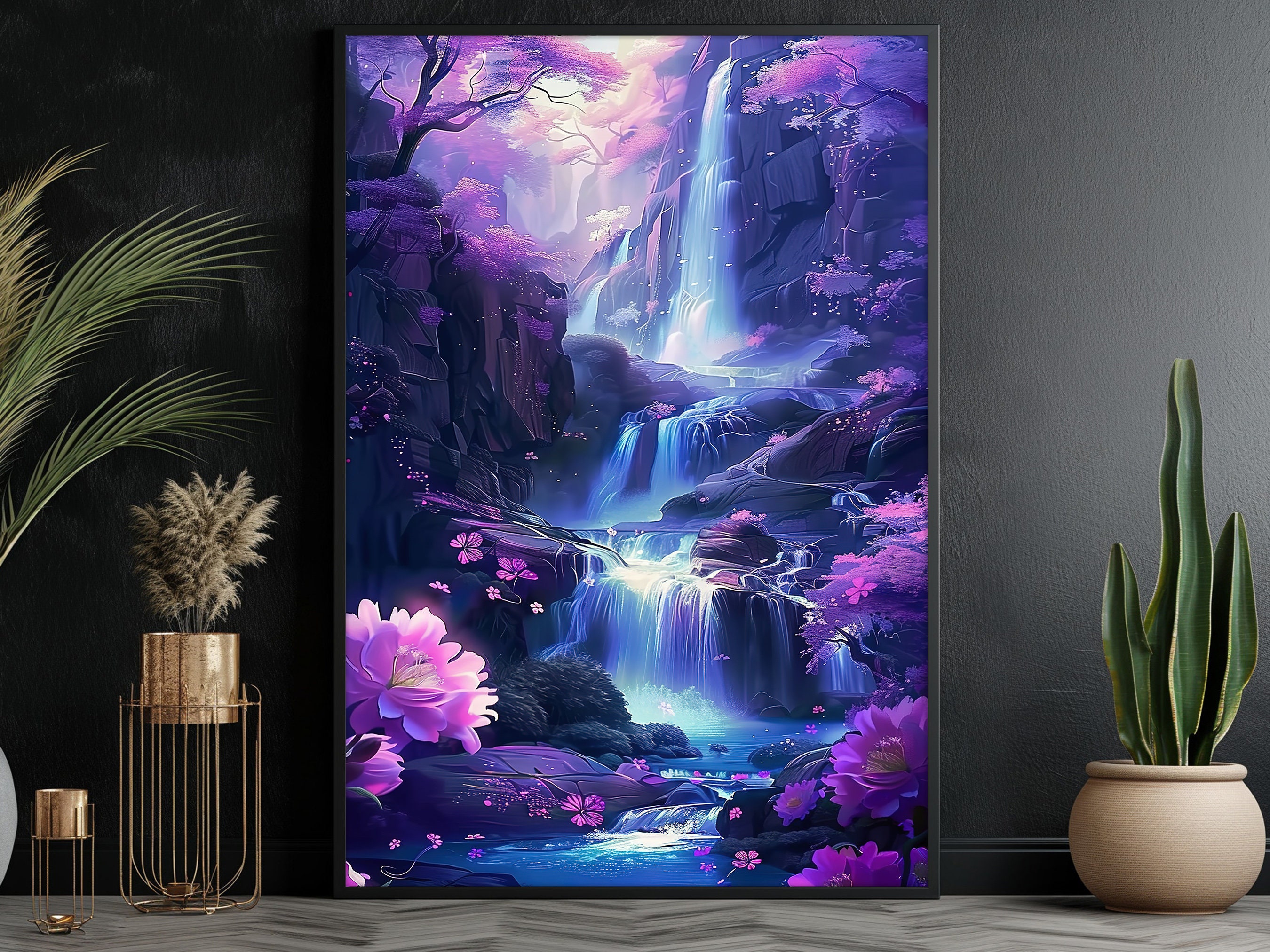 Surreal Waterfall Landscape Canvas Print: Forest Nature Wall Art - Etsy
