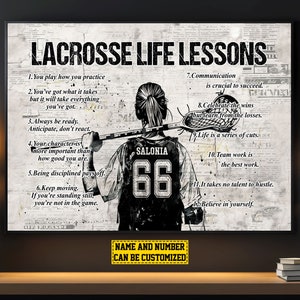 Personalized Lacrosse Life Lessons Girl Poster or Canvas Print