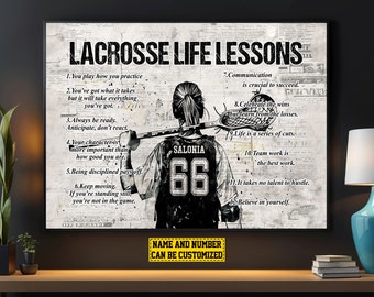Personalized Lacrosse Life Lessons Girl Poster or Canvas Print