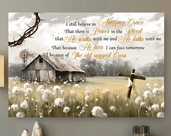Vintage Jesus Canvas Print: Country Farmhouse Christian Art