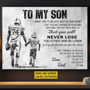 Personalized Football Son Canvas Print: Custom Name & Number