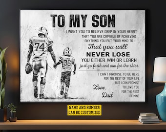 Personalized Football Son Canvas Print: Custom Name & Number