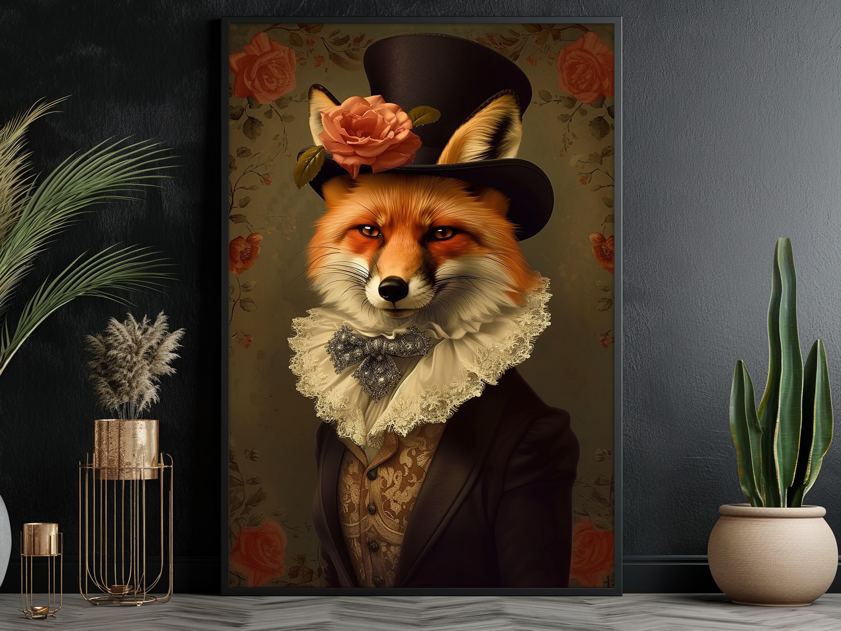 Renaissance Fox Lady Art Print: Gothic Animal Wall Decor - Etsy
