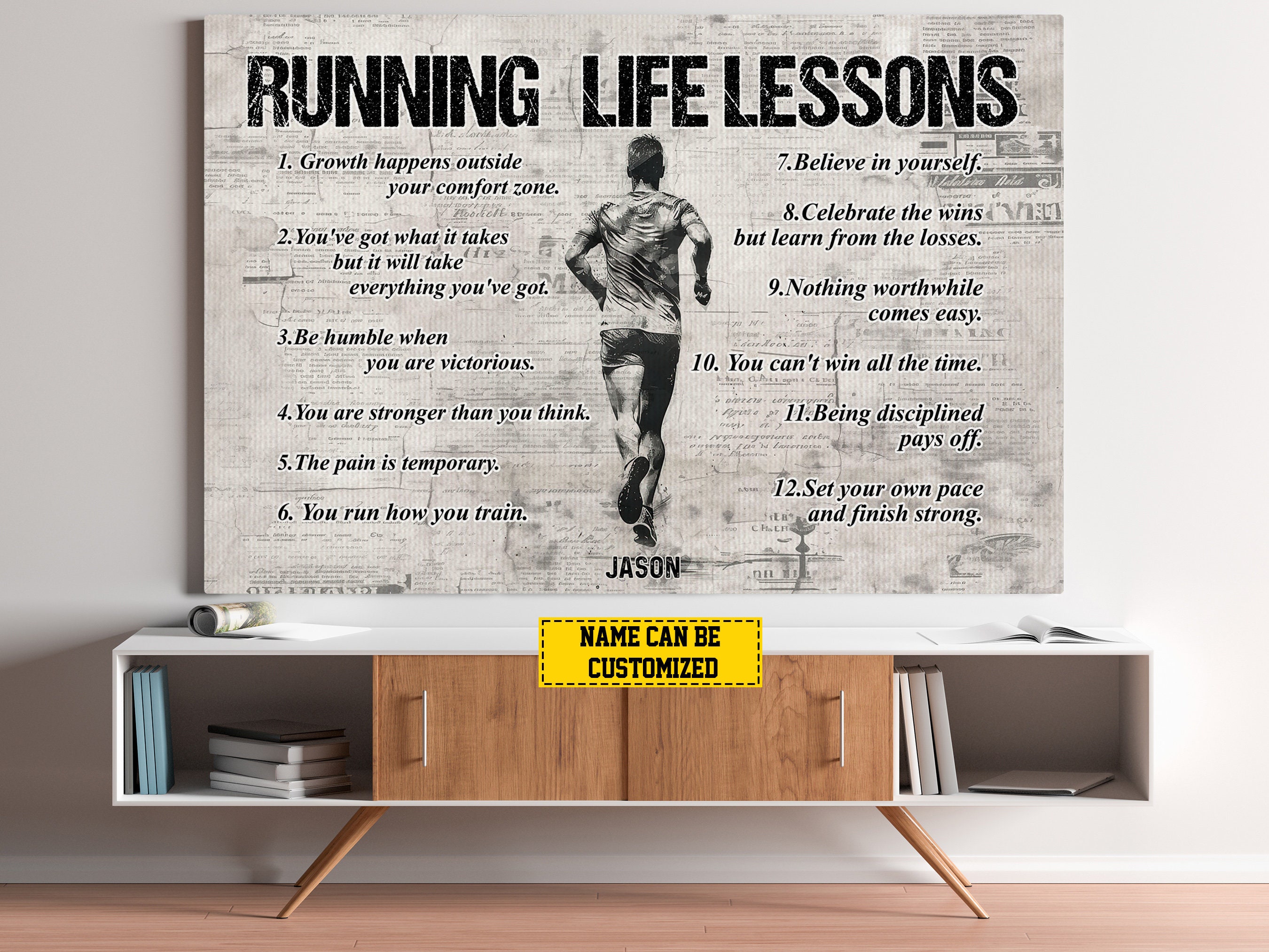 Personalized Running Life Lessons Canvas Print - Motivational Poster - Etsy