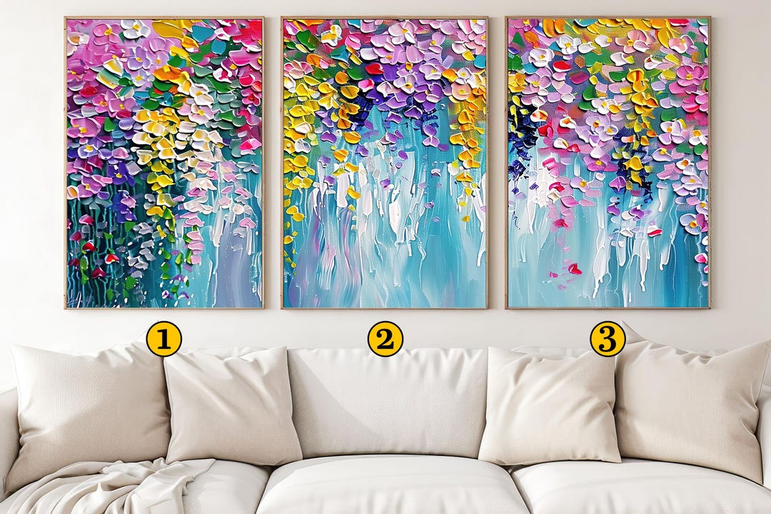 Floral Canvas Print Set: Colorful Flowers Wall Art - Etsy