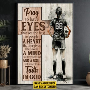 Soccer Faith In God Personalized Canvas Print, Soccer Poster Print, Soccer Gift For Girl, Daughter