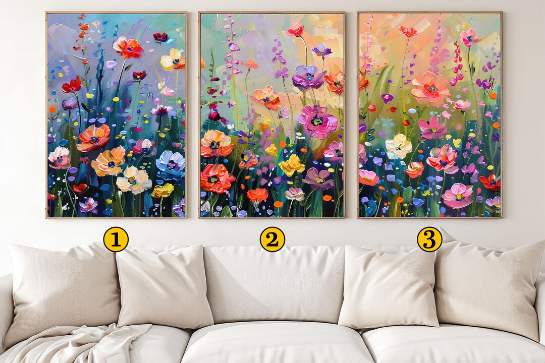 Floral Canvas Print Set: Colorful Flower Wall Art Decor - Etsy