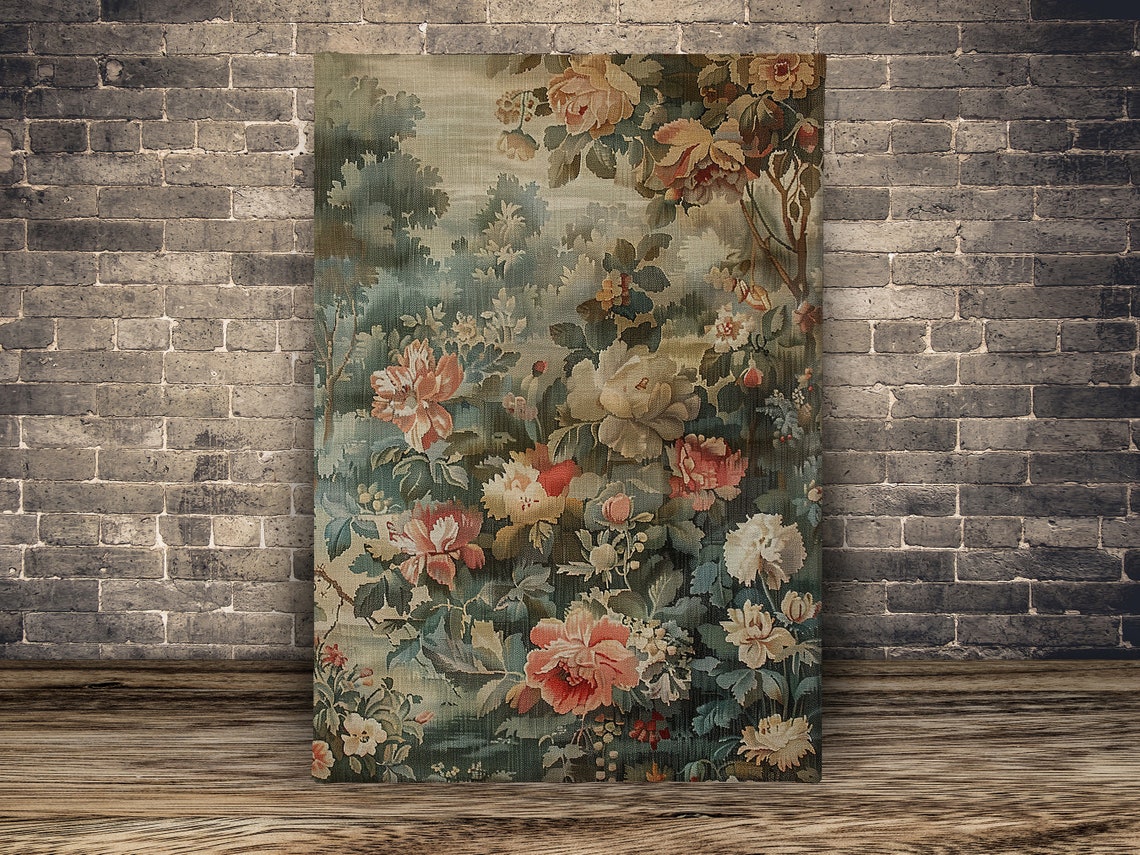 Vintage Cottage Wildflower Canvas Print: Retro Floral Wall Art - Etsy
