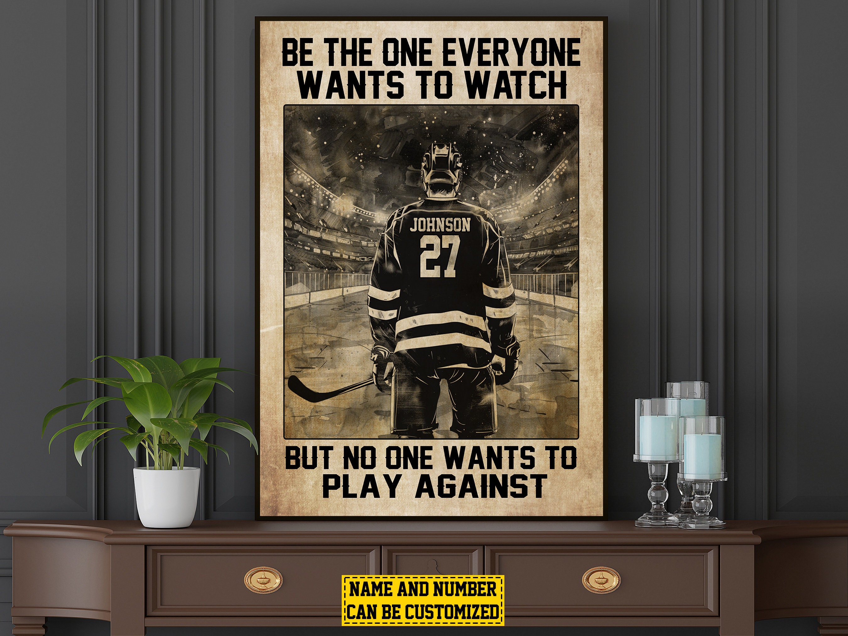 Personalized Hockey Poster Print: Motivational Canvas Wall Art - Etsy