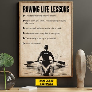 Rowing Life Lessons Poster: Personalized Rowing Gift (Canvas or Print)