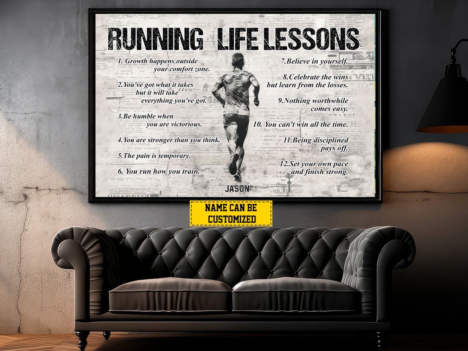 Personalized Running Life Lessons Canvas Print - Motivational Poster - Etsy