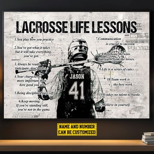 Lacrosse Life Lessons Personalized Canvas Print, Lacrosse Poster Print, Lacrosse Gift For Boy Man
