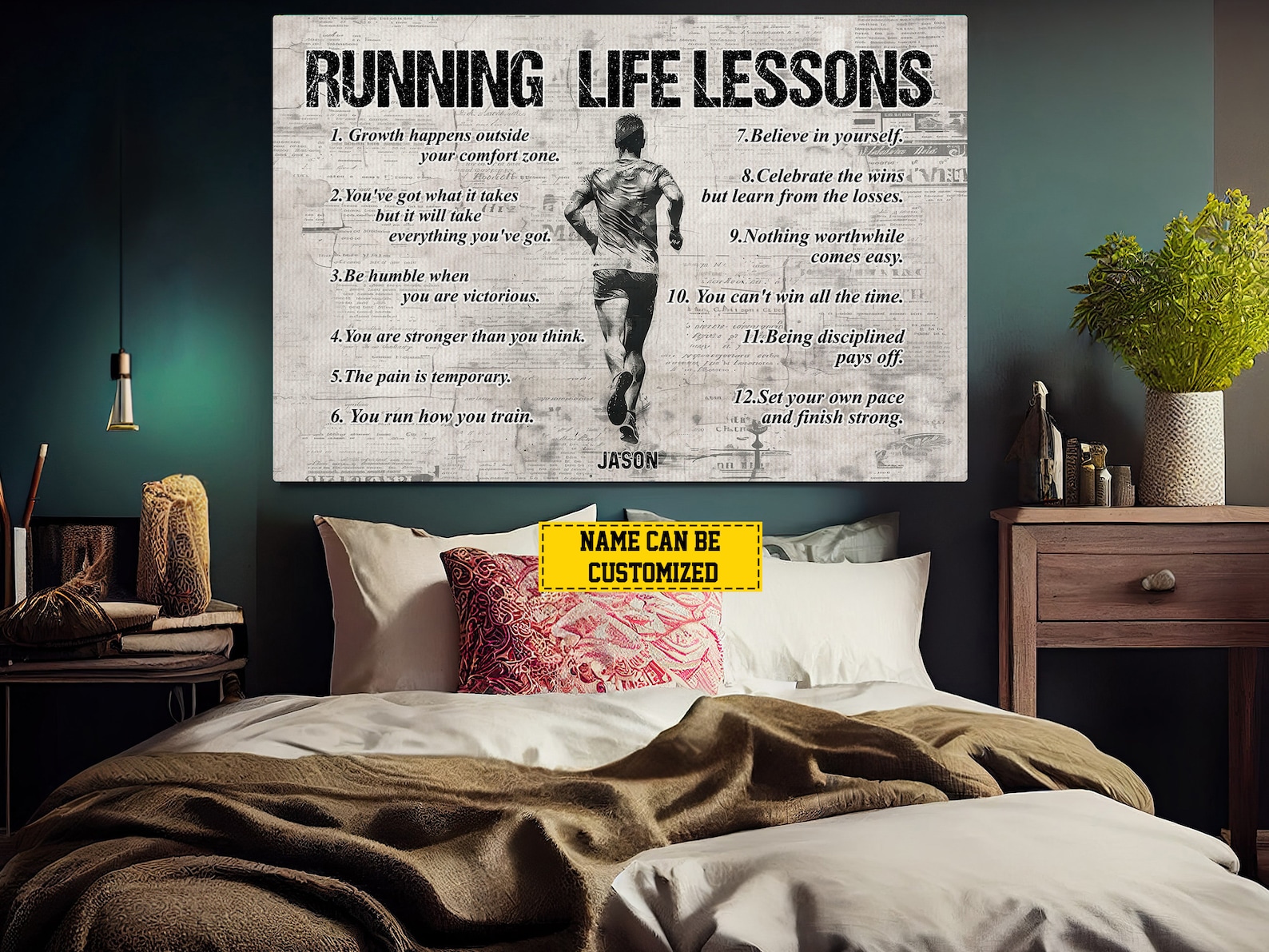 Personalized Running Life Lessons Canvas Print - Motivational Poster - Etsy