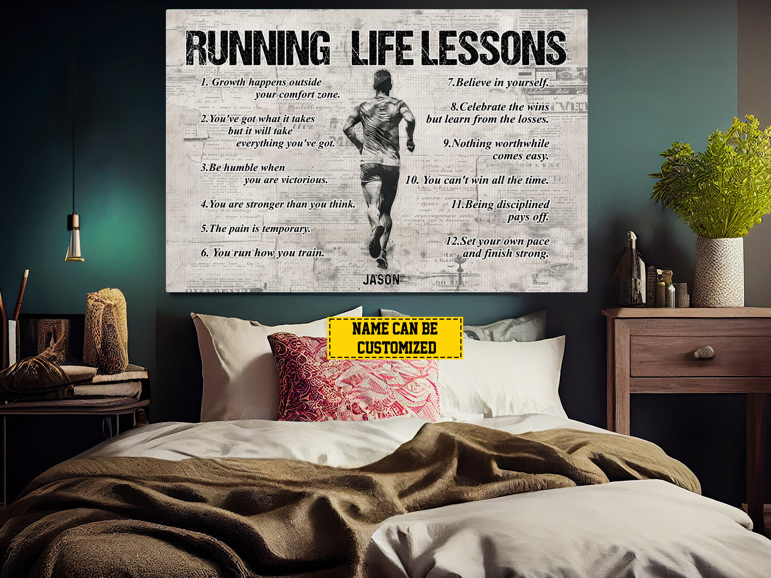 Running Image Lessons Personalized Running Life Lessons Canvas Print - Motivational Poster - Etsy