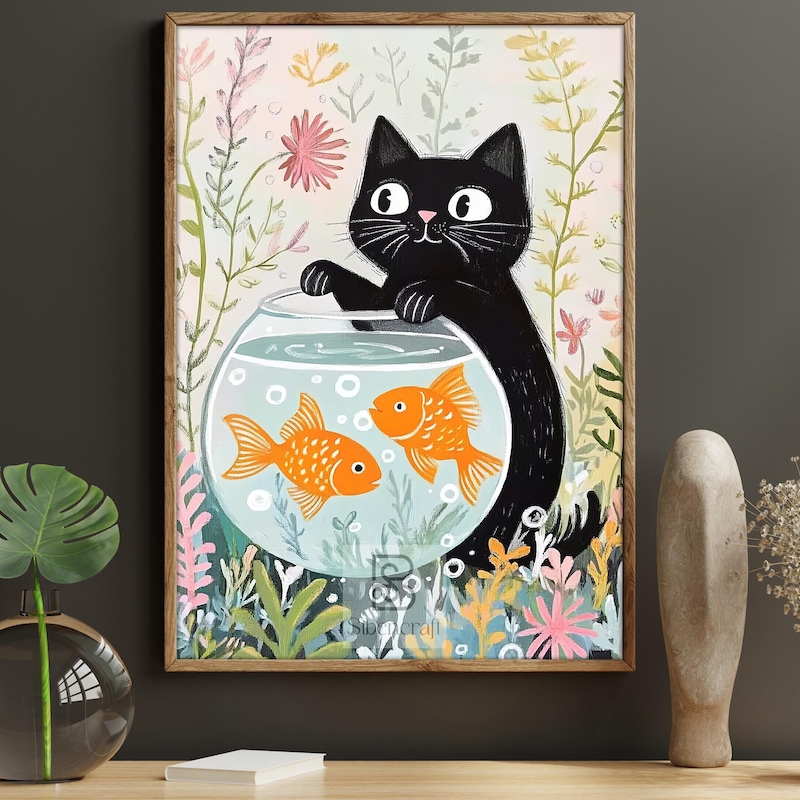 Cat and Fish Bowl - Etsy