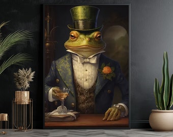 Renaissance Frog Canvas Print: Retro Animal Wall Art
