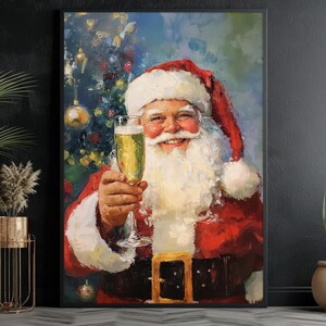 Vintage Santa Claus Painting: Cheerful Christmas Canvas Print