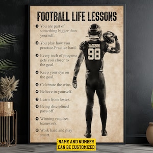 Football Life Lessons Personalized Canvas Print, Football Poster Print, Football Custom Gift For Boy Man