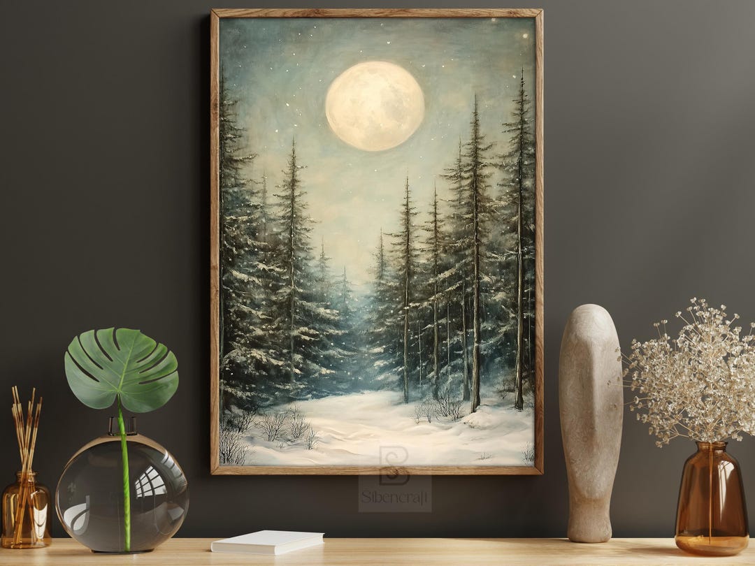 Snowy Winter Forest Canvas Print: Warm Holiday Wall Art - Etsy