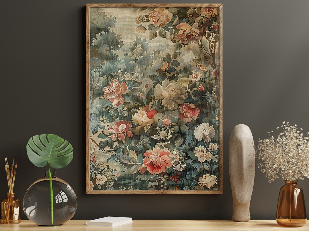 Vintage Cottage Wildflower Canvas Print: Retro Floral Wall Art - Etsy