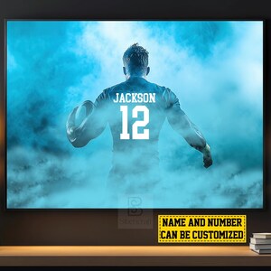 Personalized Football Canvas Print: Custom Name & Number Poster