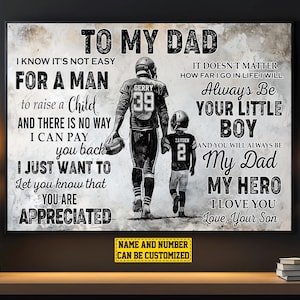 Personalized Football Dad Canvas Print: Father & Son Gift