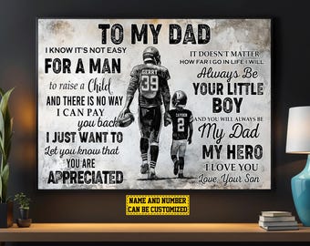 Personalized Football Dad Canvas Print: Father & Son Gift