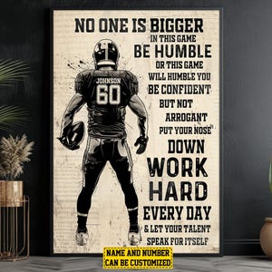 Personalized Football Player Canvas Print: Motivational Sports Poster