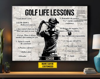 Golf Life Lessons Personalized Canvas Print, Golf Poster Print, Golf Gift For Girl Woman