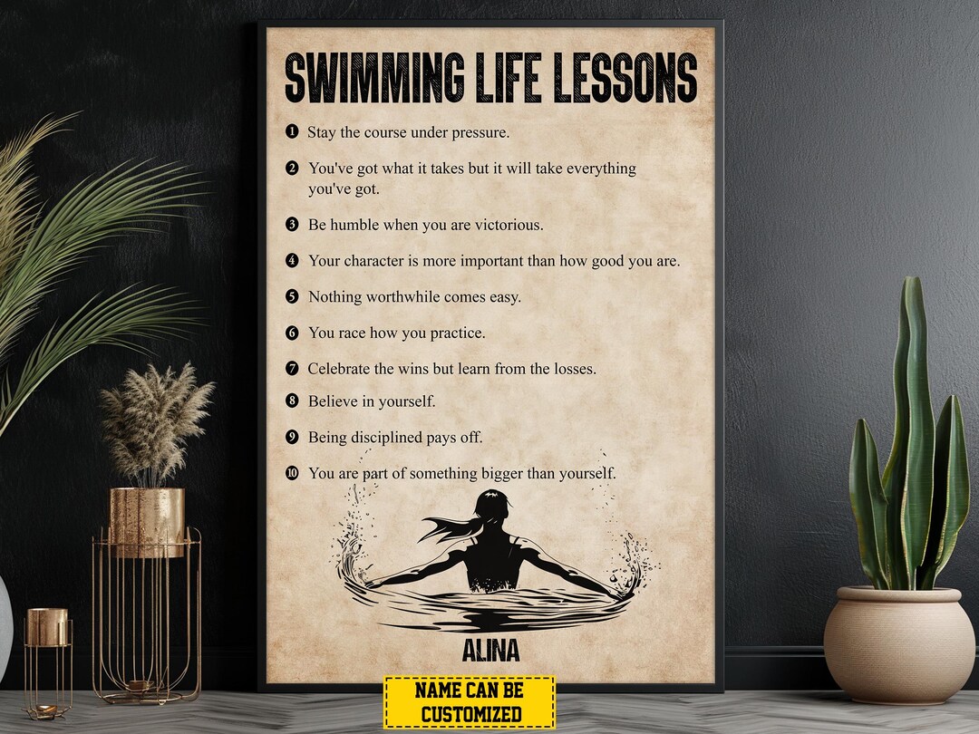Swimming Life Lessons Personalized Canvas Poster - Etsy