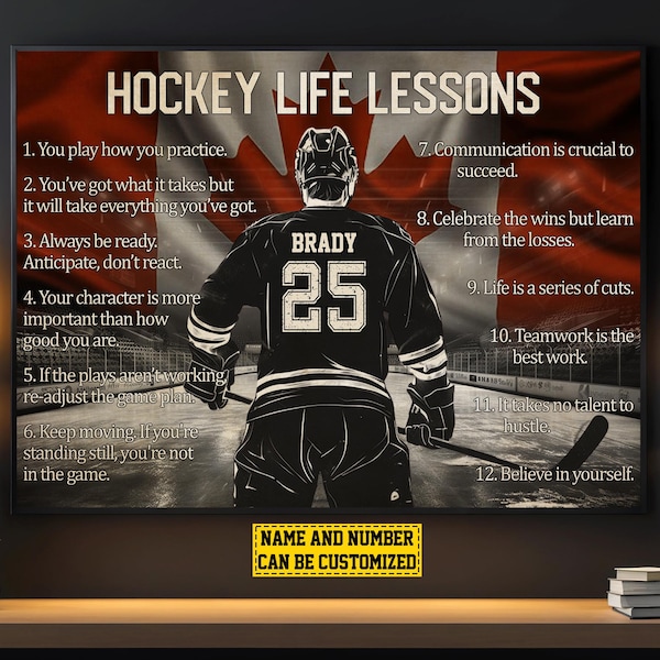 Personalized Canada Hockey Life Lessons Canvas Print, Hockey Gift