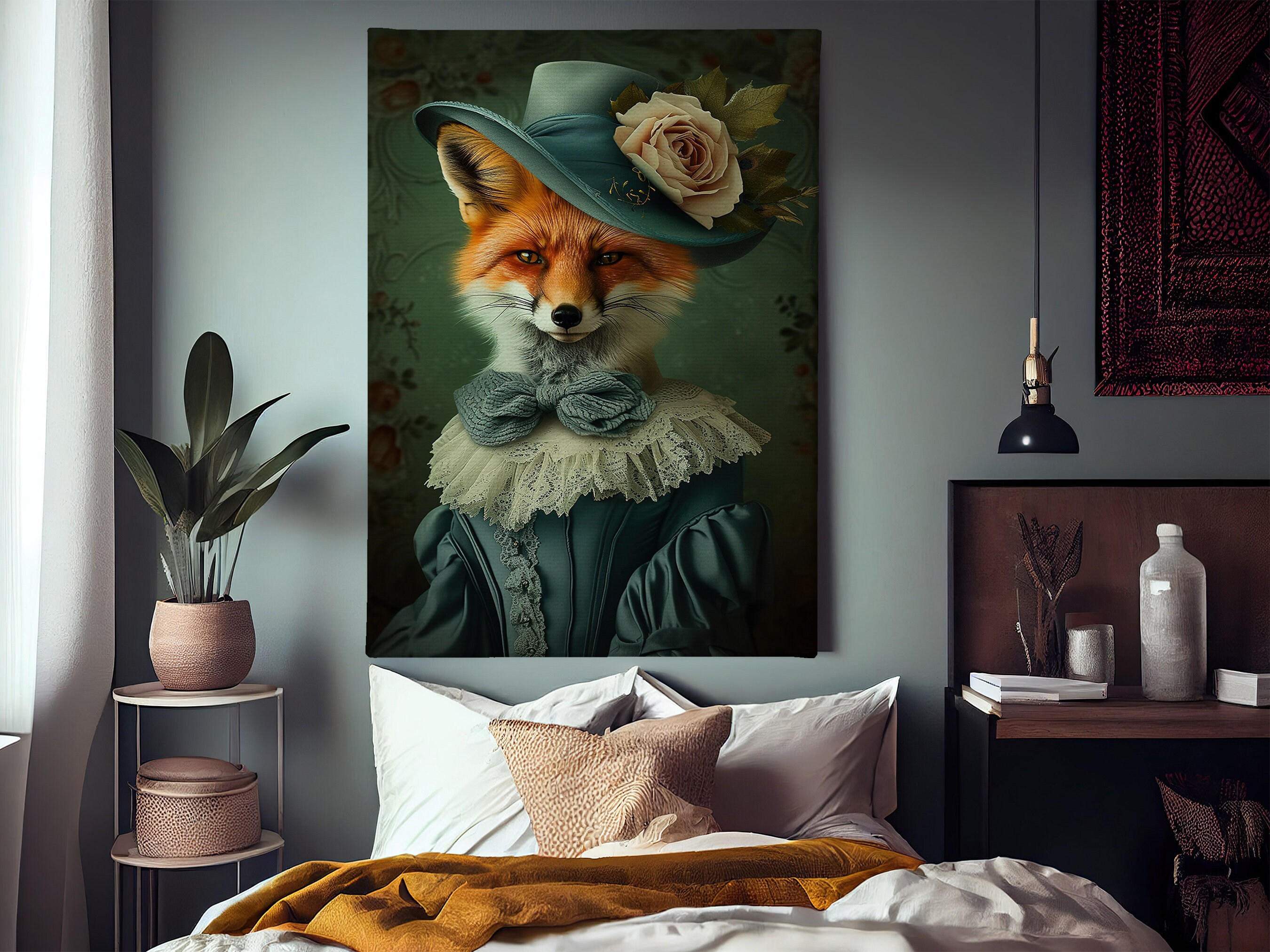Renaissance Fox Lady Art Print: Gothic Animal Poster - Etsy