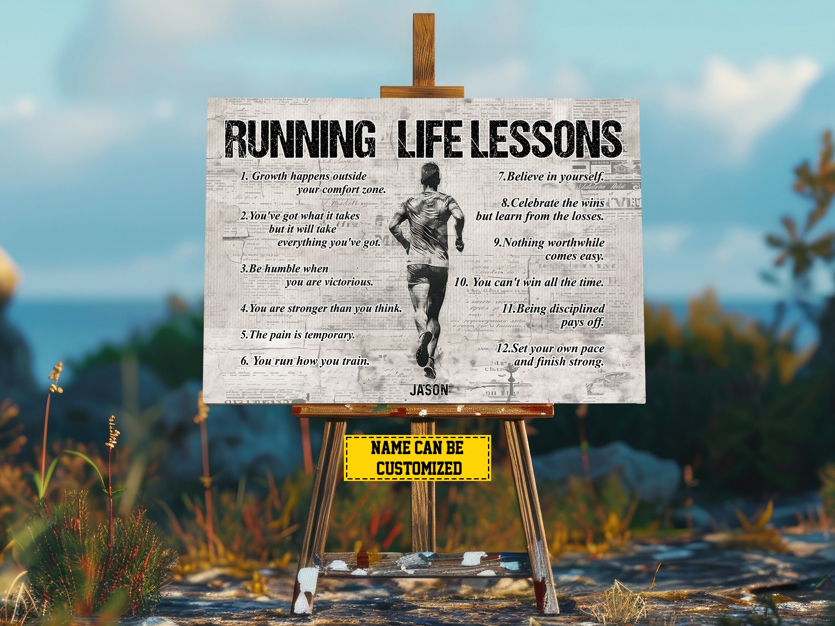 Running Image Lessons Personalized Running Life Lessons Canvas Print - Motivational Poster - Etsy